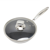 Dreilagige Hybrid-Pfanne und Wok mit doppelten Ohren, PFAS, PFOA-frei, Waben-Edelstahl-Antihaft-Wok-Pfanne, Kochgeschirr mit Glasdeckel