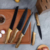 Hochwertiges traditionelles Metall-Küchenschneider-Kochmesser-Set, Edelstahl, schwarz, antihaftbeschichtet, 6-teiliges Messerblock-Set