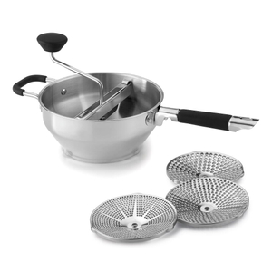 Rotierende Edelstahl-Lebensmittelmühlensiebe und Edelstahl-Rührschüssel-Sets, Kartoffelstampfer, Mühle, Gemüsemühle, Salatschüsseln