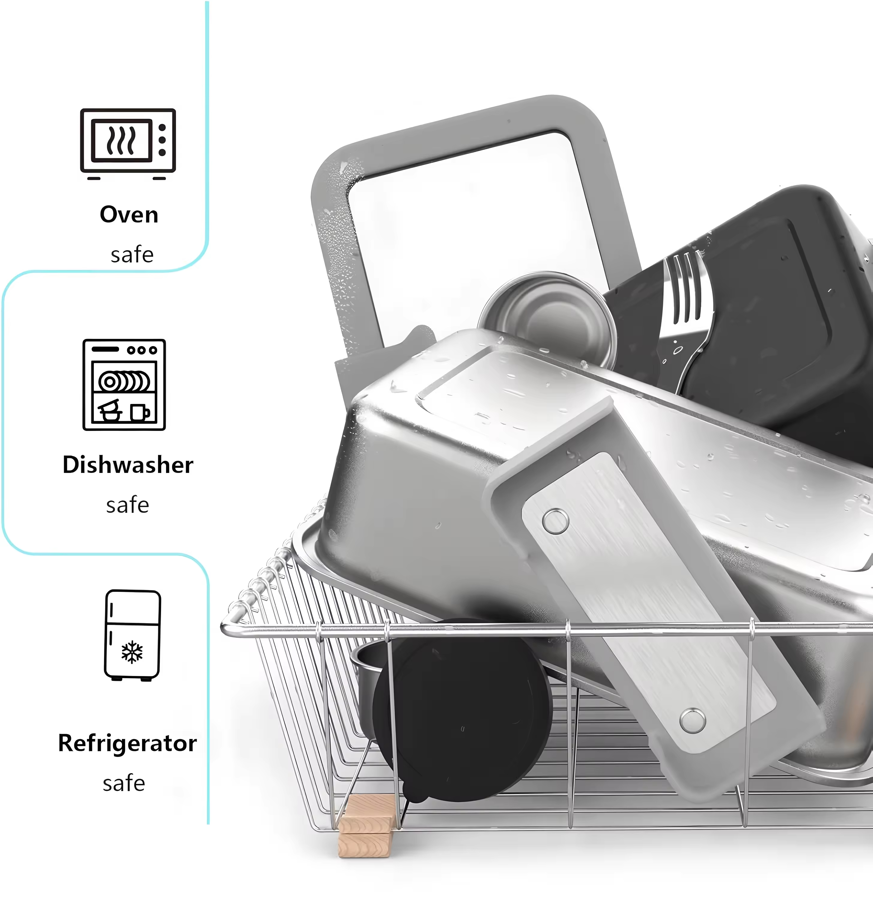 Design 304 Edelstahl Frischhalte-Lunchbox Glasabdeckung Auslaufsichere Heizung Lebensmittelqualität Mikrowellenversiegelte Box