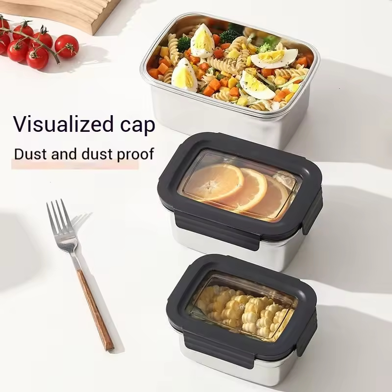 Neues Design 304/316 Edelstahl Frischhaltebox Snap-on Kühlschrank Aufbewahrungsbox Heizung Lebensmittelqualität Mikrowellenversiegelte Box