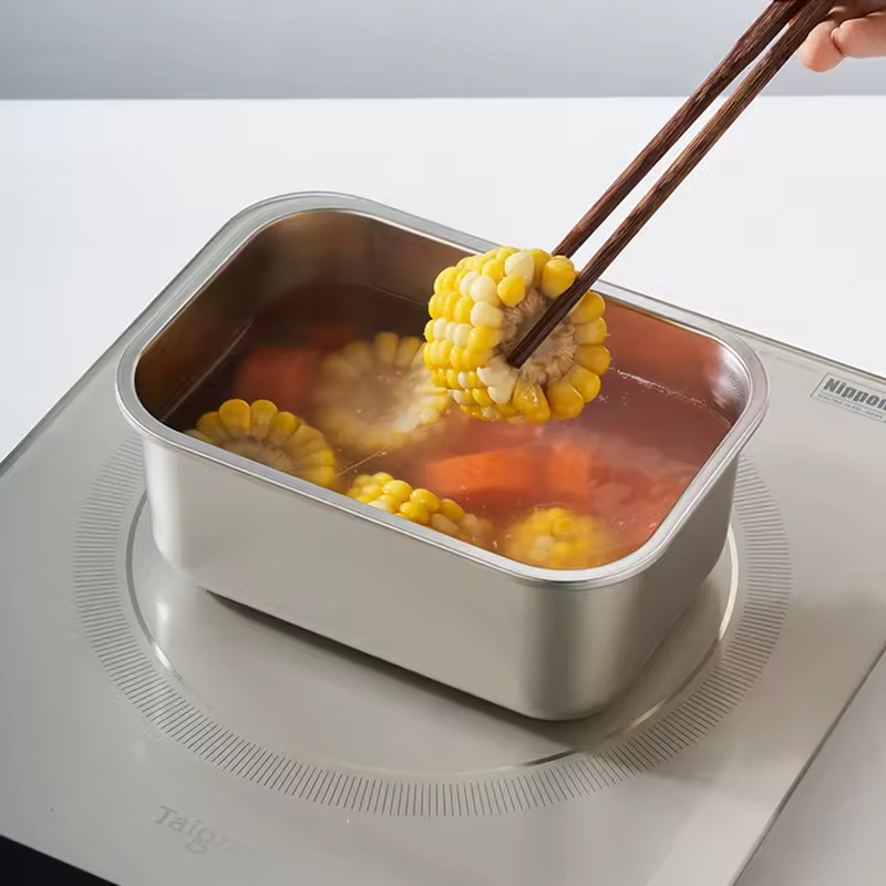 Neues Design 304 Edelstahl Frischhalte-Lunchbox Vakuumdichtungsdeckel Auslaufsichere Heizung in Lebensmittelqualität mit elektrischer Pumpe