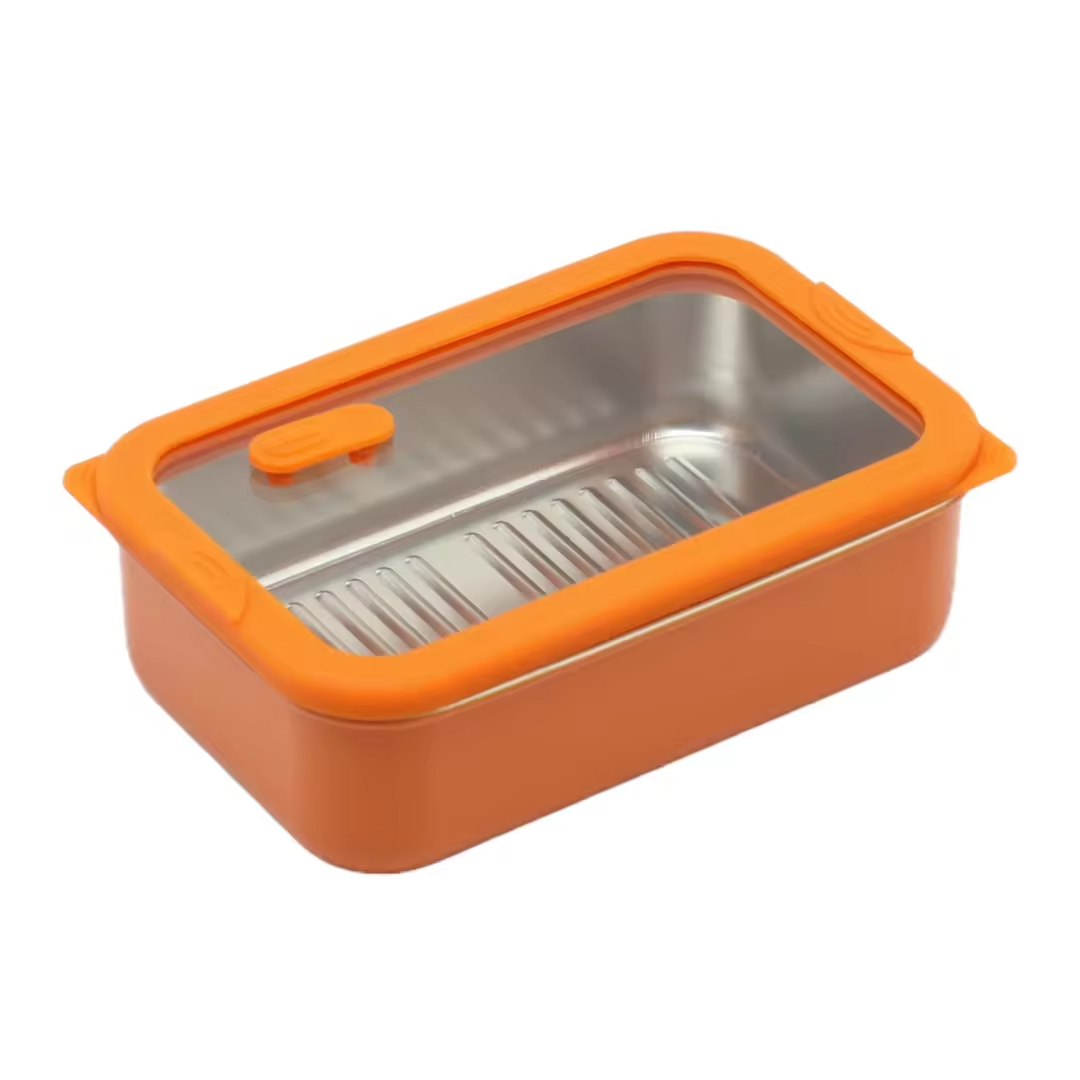 Neues Design 304 Edelstahl Frischhalte-Lunchbox Glasabdeckung Auslaufsichere Heizung Lebensmittelqualität Mikrowellenversiegelte Box