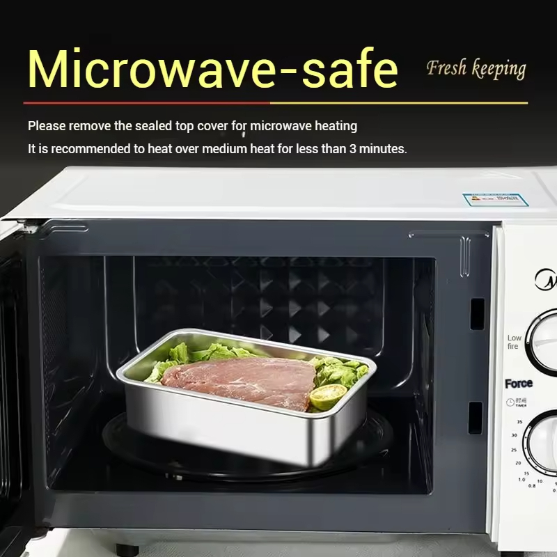 Neues Design 304 Edelstahl Frischhalte-Lunchbox Bambusdeckel Auslaufsichere Heizung Lebensmittelqualität Mikrowellenversiegelte Box