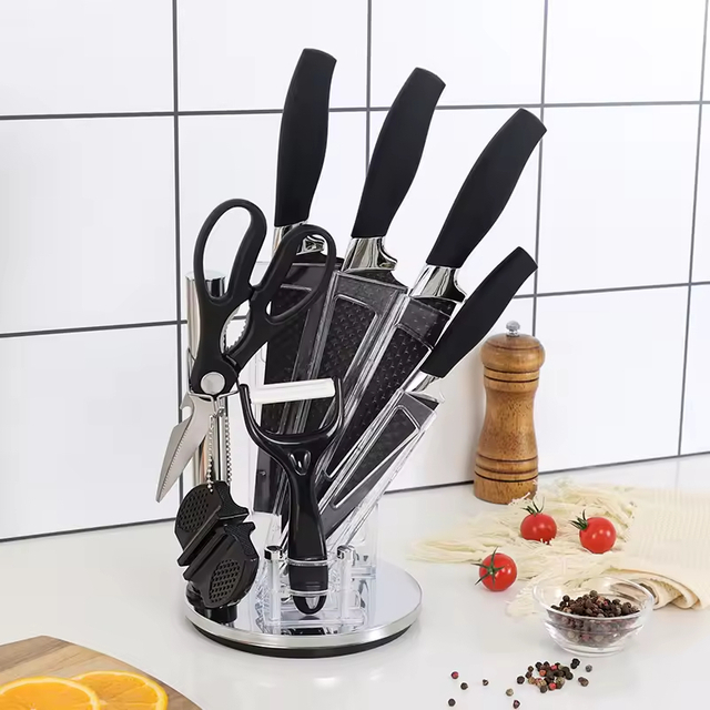 Hochwertige Edelstahl-Chefkoch-Brotschnitz-Utility-Schäl-Küchenmesser, handgefertigte Küchenmesser-Sets mit Block