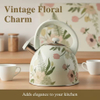 Fabrikgroßhandel 3L Pfeifender Teekessel, maßgeschneiderte Vintage-Blumenmuster-Edelstahl-Heißwasser-Teekanne für ALLE Herdplatten