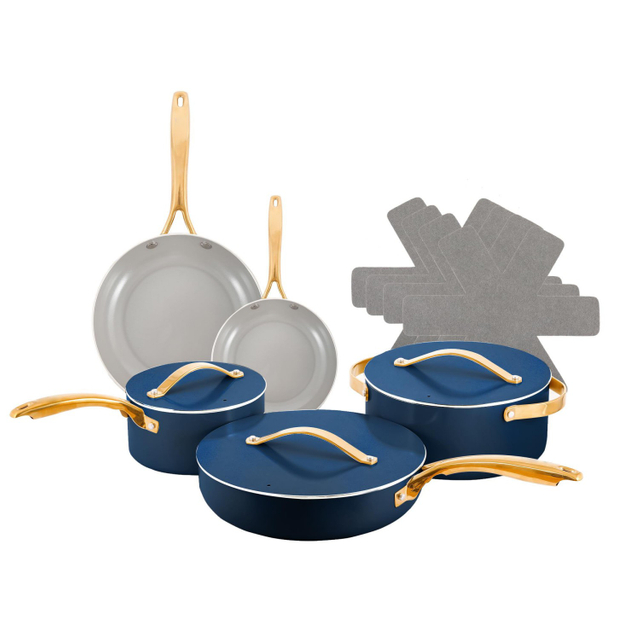 14-teiliges, anpassbares Keramik-Antihaft-Pfannen- und Töpfe-Set, Induktions-Kochgeschirr-Set aus Aluminiumguss, Keramik-Kochgeschirr-Set, Töpfe und Pfannen-Set
