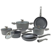 11-teiliges, anpassbares, antihaftbeschichtetes Pfannen- und Töpfe-Set mit abnehmbarem Griff, Induktions-Kochgeschirr-Set aus Aluminiumguss und Keramik, Töpfe- und Pfannen-Set