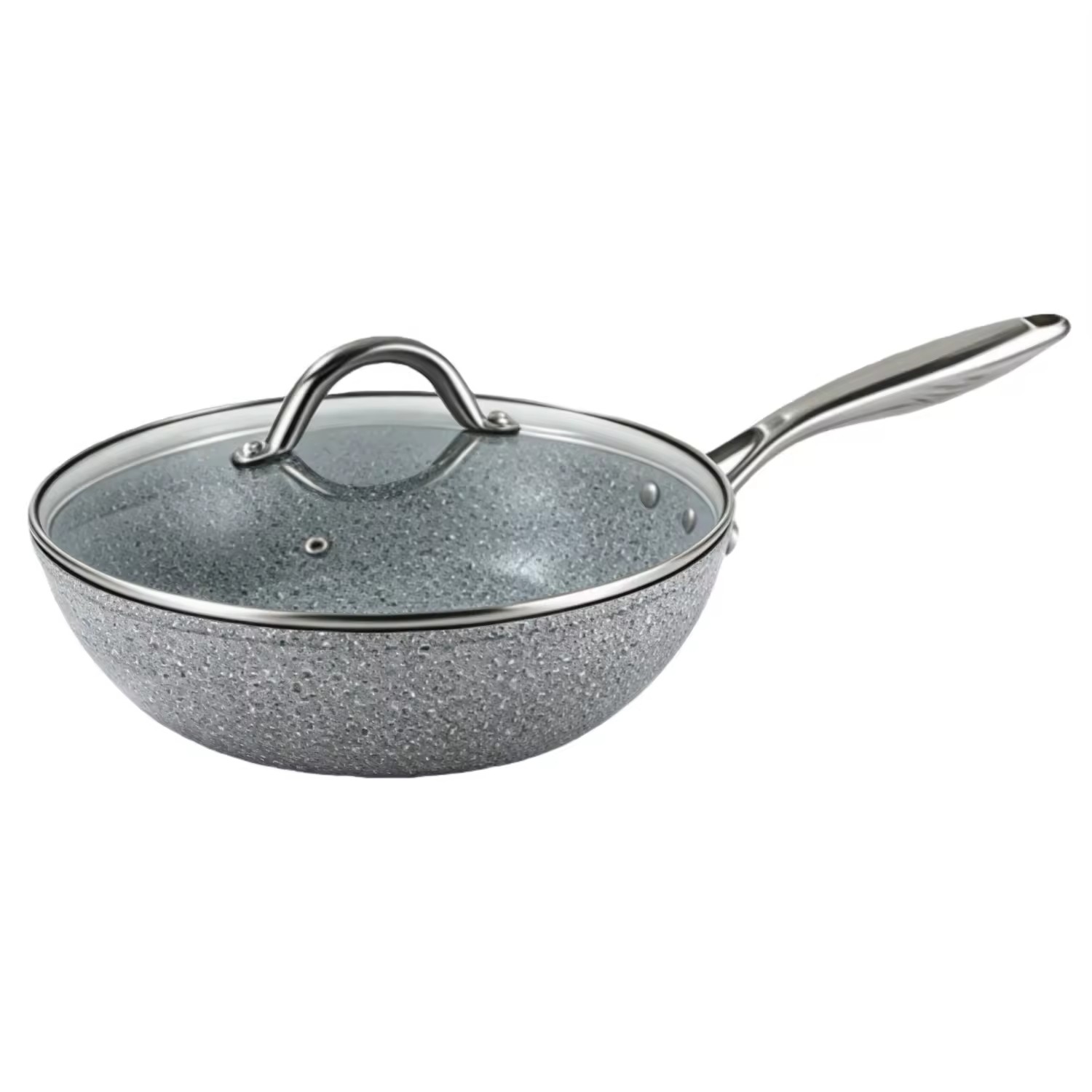 10-teiliges Kochtopf-Set aus recyceltem, schwerem, antihaftbeschichtetem Aluminium für die Küche zu Hause mit Stahlgriff, leicht zu reinigen, Marmor-Finish