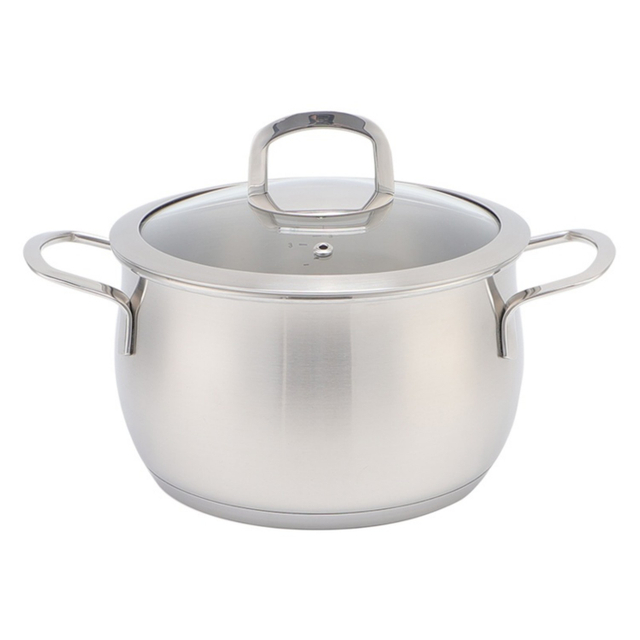 Werkseitig geliefertes Kochgeschirr-Set mit Töpfen und Pfannen aus Edelstahl mit Griff und Deckel, Auflaufform mit schlagfestem Boden