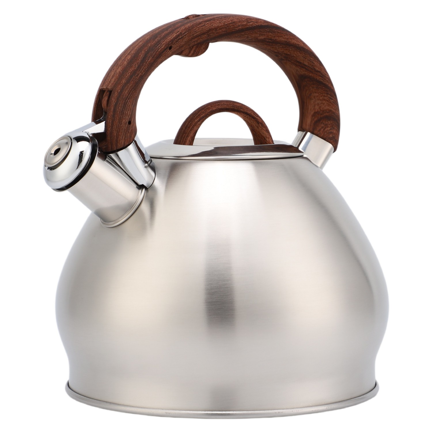 3,0 l Herdplatte aus Edelstahl, neu, lebensmittelecht, poliert, kundenspezifischer Top-Seller, pfeifender Teekessel mit Holzgriff