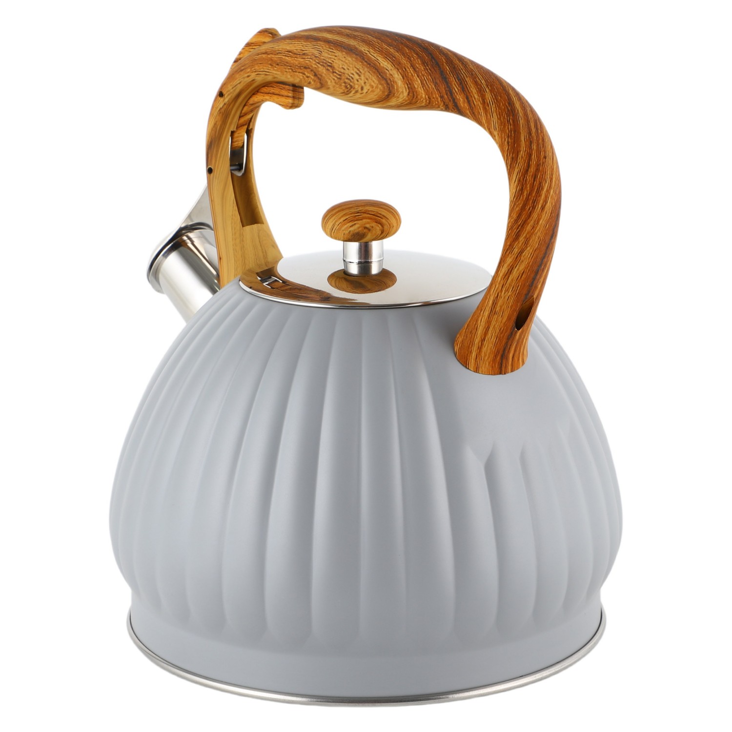 3,0 l Herdplatte aus Edelstahl, neu, lebensmittelecht, poliert, kundenspezifischer Top-Seller, pfeifender Teekessel mit Holzgriff