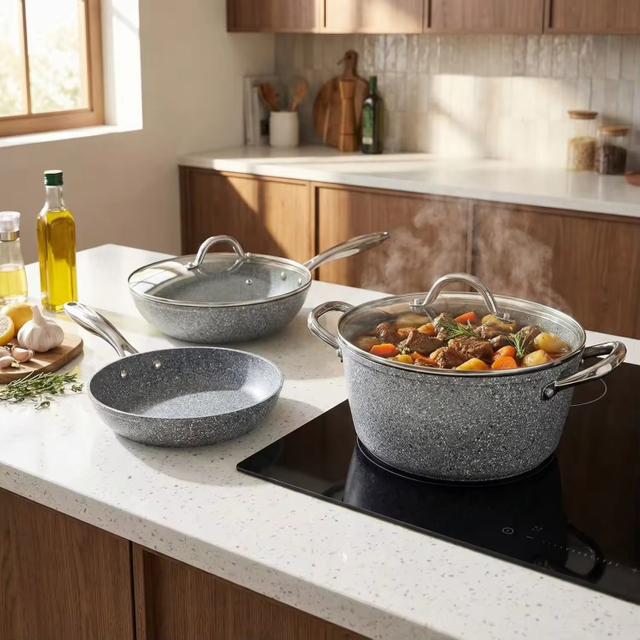 Factory Modern Home Kitchen, recyceltes, schweres Aluminium, antihaftbeschichtete Bratpfanne, Eierpfanne, Kochpfanne, PFOA-frei, kompatibel mit Induktion
