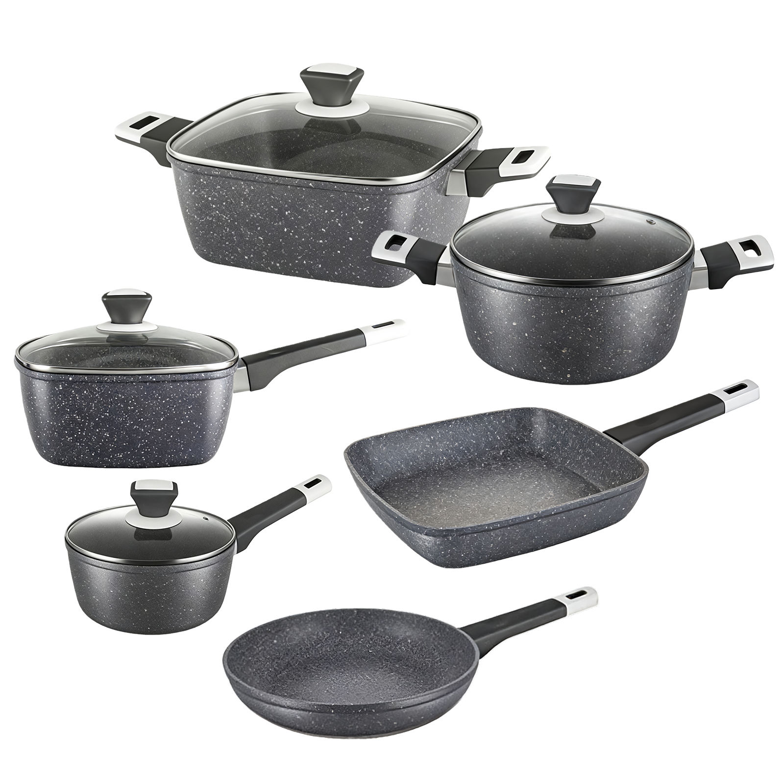 Factory Kitchen Bratpfanne aus recyceltem, schwerem Aluminium mit Antihaftbeschichtung, Eierpfanne, Grillpfanne, Kochpfanne, PFOA-frei, kompatibel mit Induktion