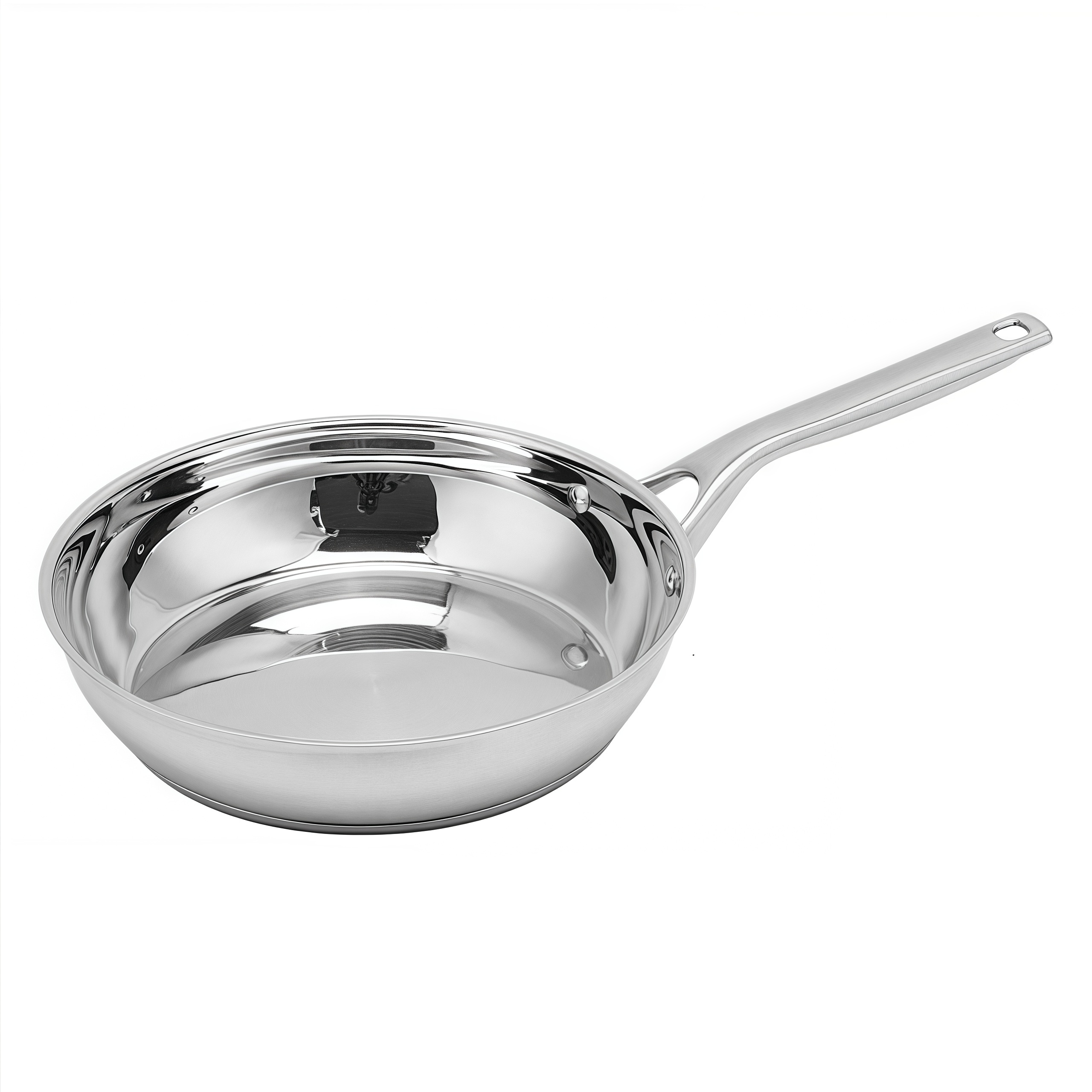 Heißer Verkauf Großhandel dreilagige Basis Edelstahlpfanne 20/24/26/28 cm 8 Zoll/10 Zoll/12 Zoll nicht beschichtete Kochgeschirr-Bratpfanne