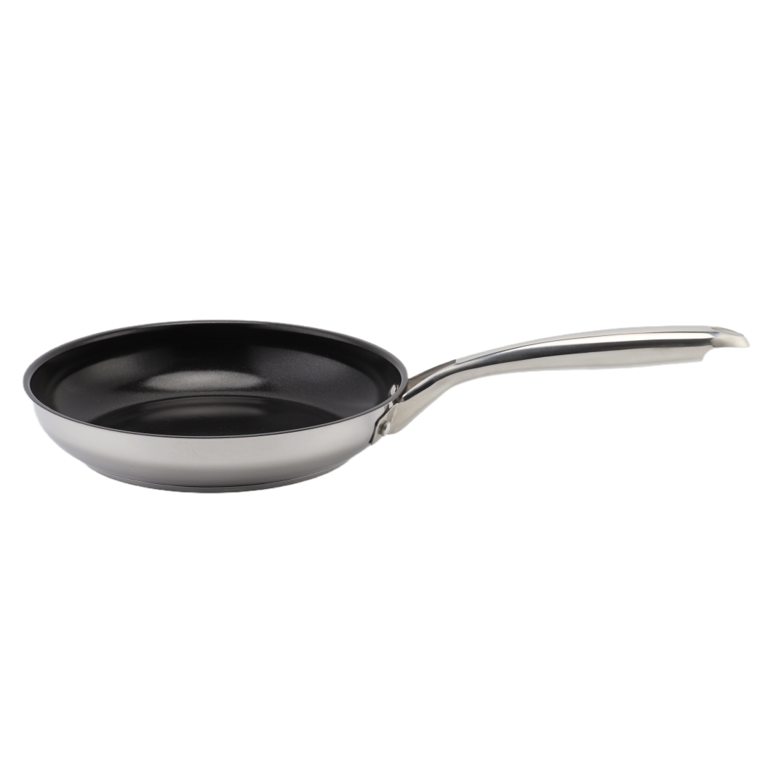 Heißer Verkauf Großhandel Dreilagige Basis Edelstahlpfanne 20/24/26/28 cm 8 Zoll/10 Zoll/12 Zoll Antihaft-Kochgeschirr-Bratpfanne mit Keramikbeschichtung
