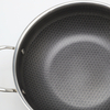 Dreilagige Hybrid-Pfanne und Wok mit doppelten Ohren, PFAS, PFOA-frei, Waben-Edelstahl-Antihaft-Wok-Pfanne, Kochgeschirr mit Glasdeckel