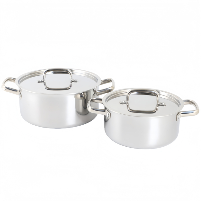 Bestseller German Kitchen Ware 8-teiliges Triply Edelstahl-Kochgeschirr-Set, Kochtöpfe und Pfannen-Sets aus Edelstahl