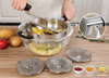 Rotierende Edelstahl-Lebensmittelmühlensiebe und Edelstahl-Rührschüssel-Sets, Kartoffelstampfer, Mühle, Gemüsemühle, Salatschüsseln