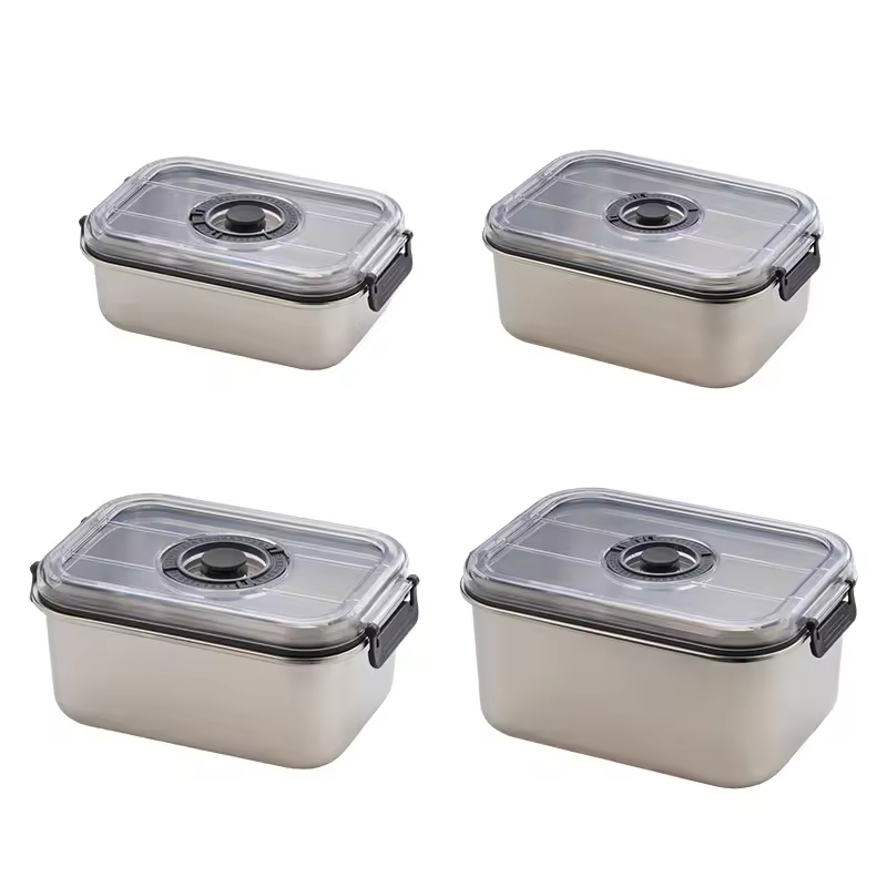 Neues Design 304 Edelstahl Frischhalte-Lunchbox Vakuumdichtungsdeckel Auslaufsichere Heizung in Lebensmittelqualität mit elektrischer Pumpe