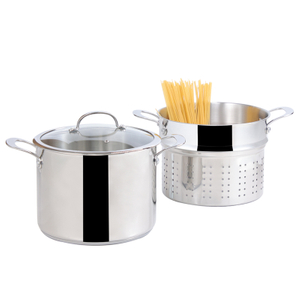 Factory Supply Kitchenware 8-Liter-Nudelkocher aus Edelstahl, 24-cm-Nudelkocher, Dampfgarer mit mehreren Töpfen