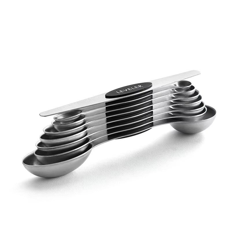 Maßgeschneidertes, heiß verkauftes magnetisches Messlöffel-Set/Doppelend-Design für Trockene und Flüssigkeiten/Küchenzubehör-Gadget-Metall-Set mit 8 Stück
