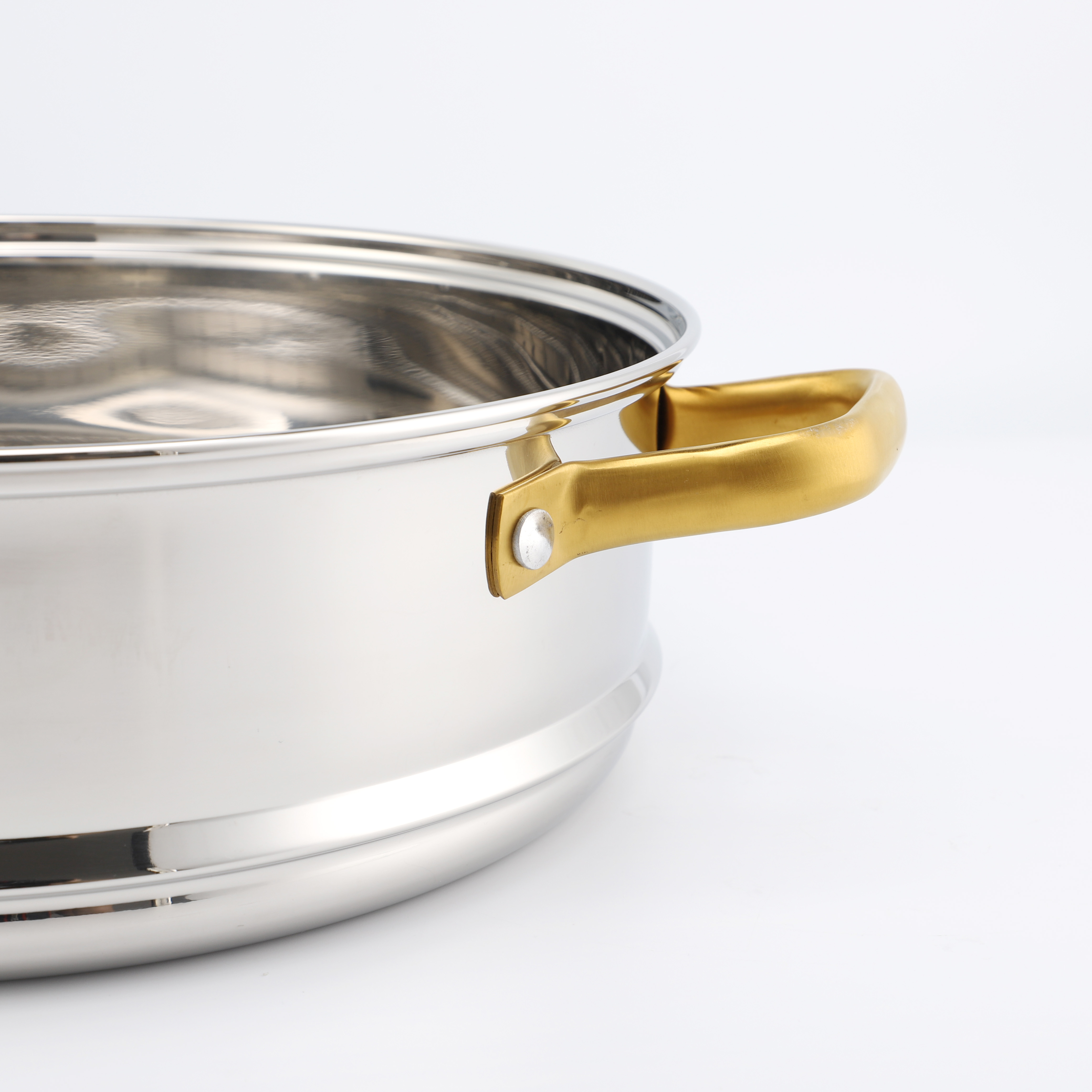 Fabrik-Direktverkauf Mehrzweck-2-Schicht-Dampftopf aus Edelstahl mit Dampfkorb und Deckel aus gehärtetem Glas