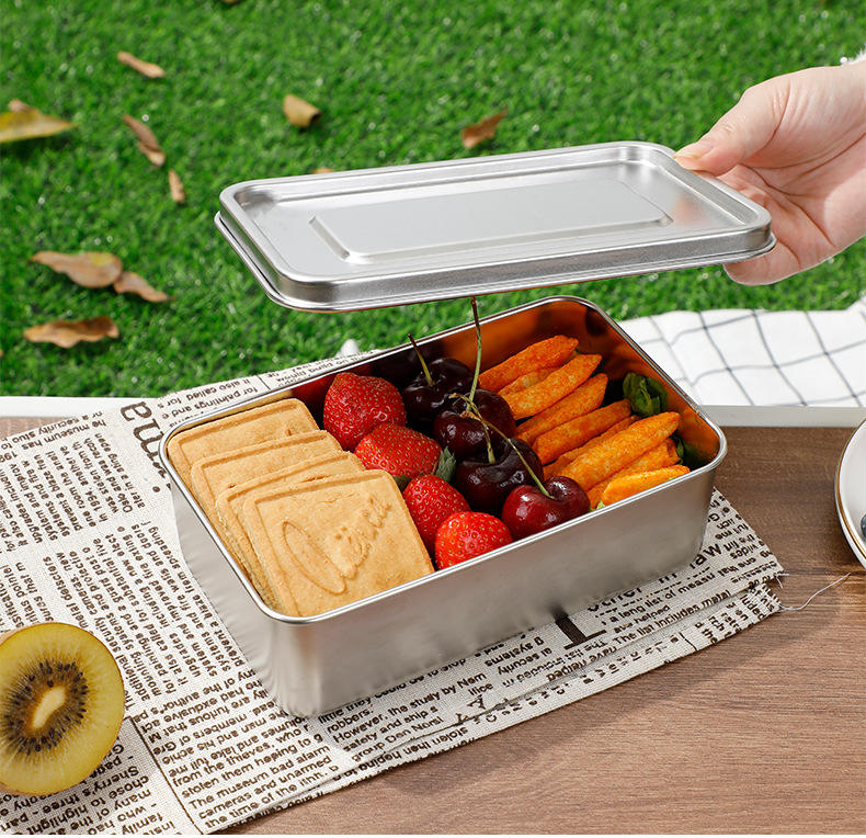 Neues Design 304 Edelstahl Frischhalte-Lunchbox Edelstahldeckel Auslaufsichere Heizung Lebensmittelqualität Mikrowellenversiegelte Box