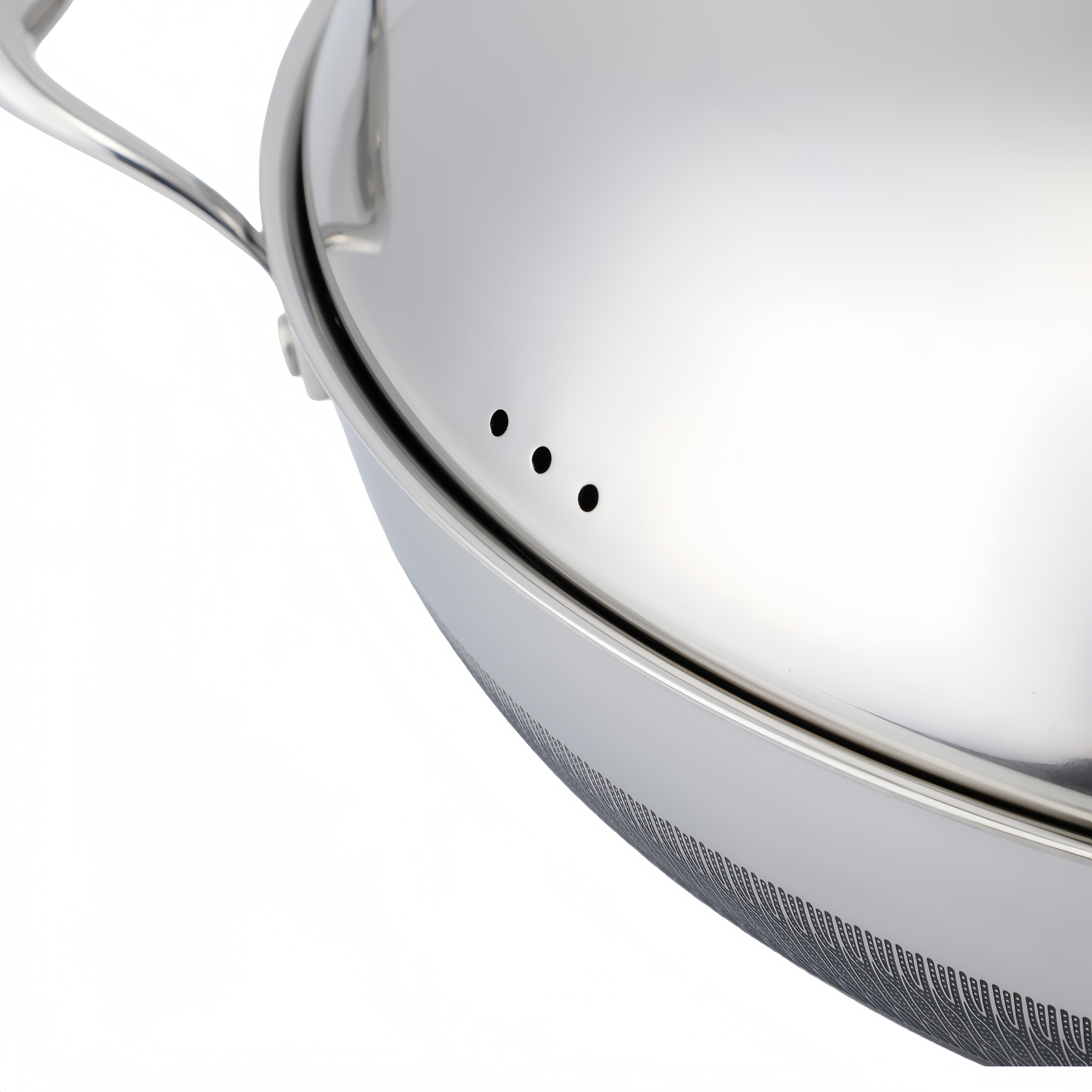 Hybrider TriPly-Edelstahl-Antihaft-Wok mit Griff, ohne Beschichtung, antihaftbeschichtetes Kochgeschirr, unterstützt ODM/OEM, ungiftig, ohne PFAS. PFAS