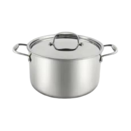 Modernes 10-teiliges Kochtopf-Set aus Edelstahl, umweltfreundlich, ofenfest, Induktionsboden, gehärteter Glasdeckel, Metallpfannen, effizient