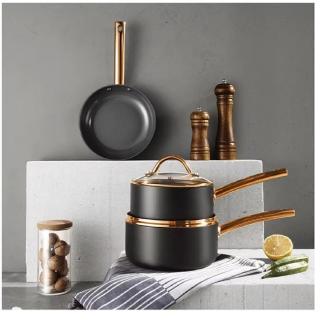 10-teiliges, modernes Kochtopf-Set für die Küche zu Hause aus recyceltem, dickem Aluminium mit Antihaftbeschichtung und Grillpfanne, leicht zu reinigen