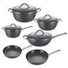 10-teiliges Kochtopf-Set aus recyceltem, schwerem Aluminium mit Antihaftbeschichtung und Grillpfanne, leicht zu reinigen, für die Küche zu Hause