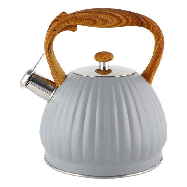 3,0 l Herdplatte aus Edelstahl, neu, lebensmittelecht, poliert, kundenspezifischer Top-Seller, pfeifender Teekessel mit Holzgriff