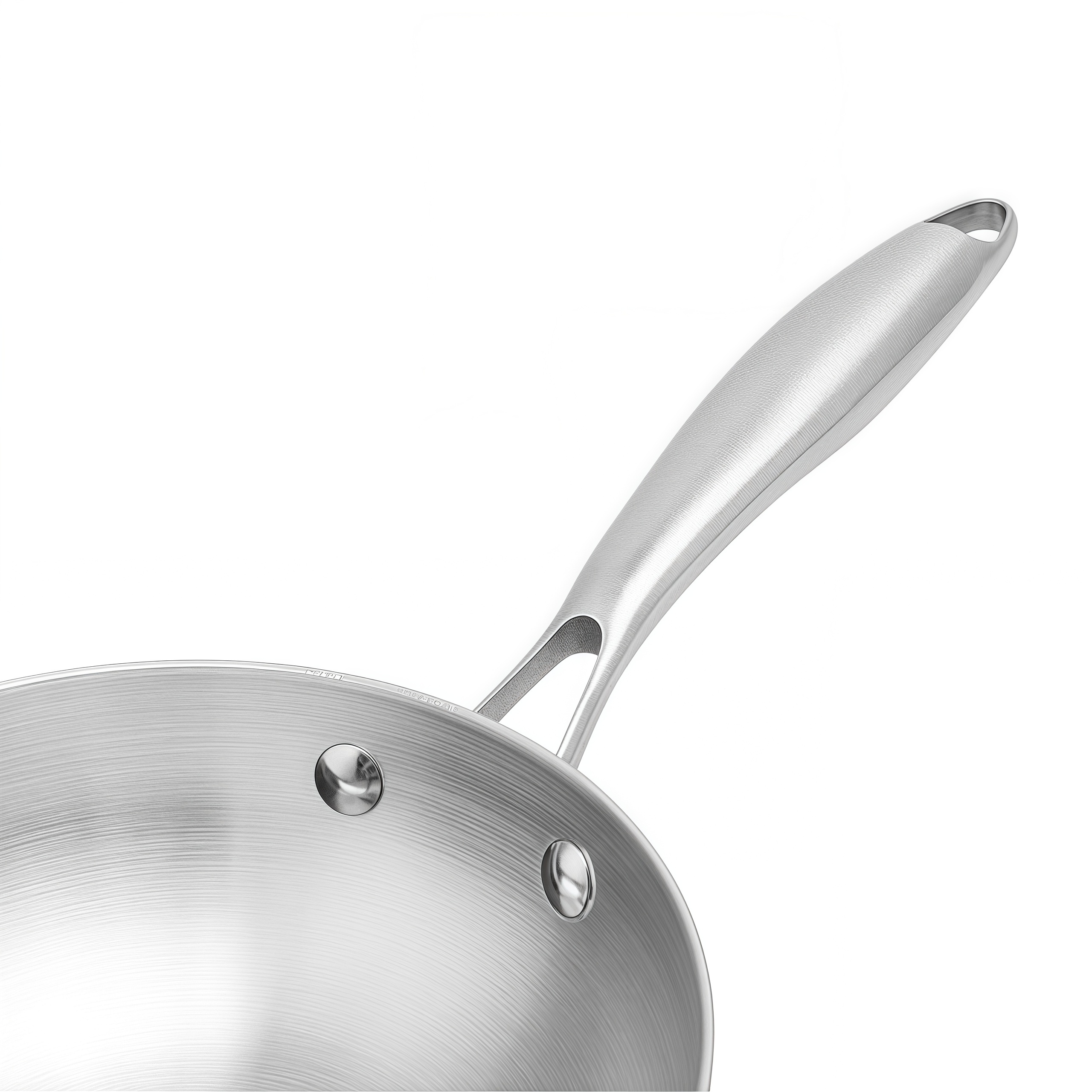 Hybrider TriPly-Edelstahl-Antihaft-Wok mit Griff, ohne Beschichtung, antihaftbeschichtetes Kochgeschirr, unterstützt ODM/OEM, ungiftig, ohne PFAS. PFAS
