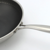 Dreilagige Hybrid-Pfanne und Wok mit doppelten Ohren, PFAS, PFOA-frei, Waben-Edelstahl-Antihaft-Wok-Pfanne, Kochgeschirr mit Glasdeckel