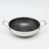 Dreilagige Hybrid-Pfanne und Wok mit doppelten Ohren, PFAS, PFOA-frei, Waben-Edelstahl-Antihaft-Wok-Pfanne, Kochgeschirr mit Glasdeckel