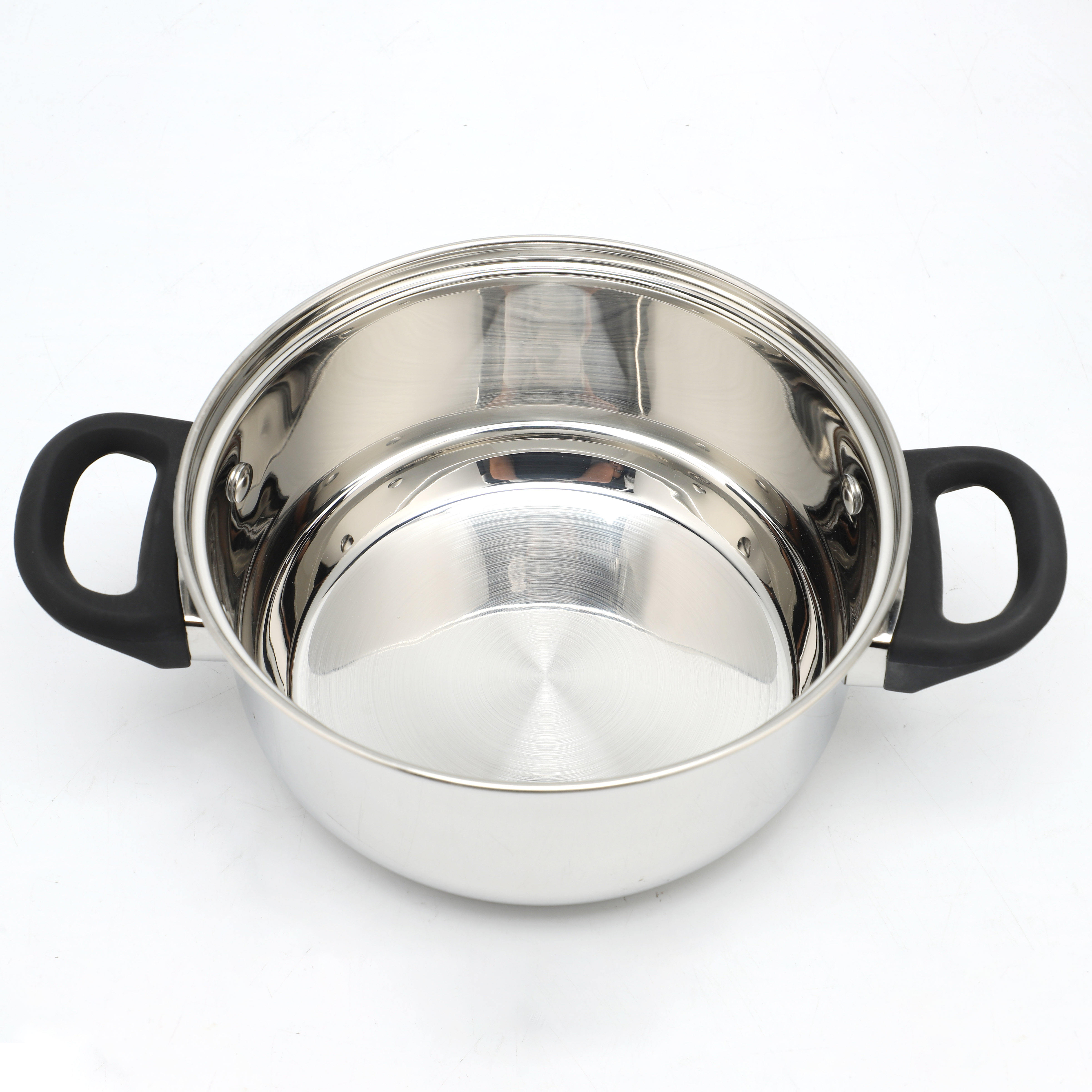Fabrik-Direktverkauf Mehrzweck-3-Schicht-Dampftopf aus Edelstahl mit Dampfkorb und Deckel aus gehärtetem Glas