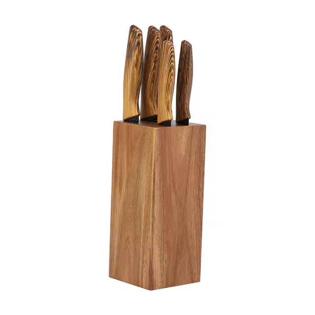 Hochwertiges traditionelles Metall-Küchenschneider-Kochmesser-Set, Edelstahl, schwarz, antihaftbeschichtet, 6-teiliges Messerblock-Set