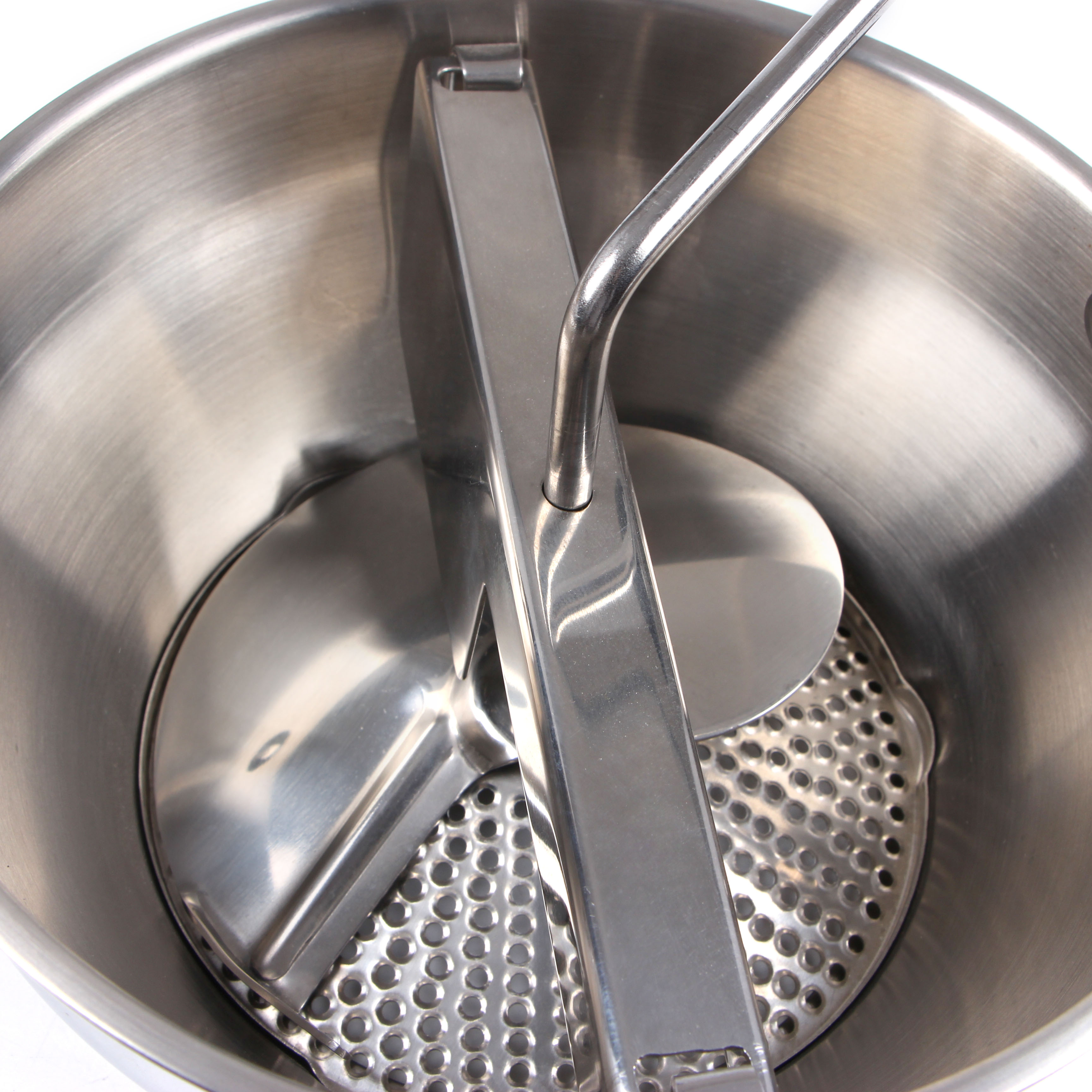 Rotierende Edelstahl-Lebensmittelmühle, Sieb, Kartoffelstampfer, Mühle, Gemüsemühle, Edelstahlgriff mit 3 Mahlscheiben