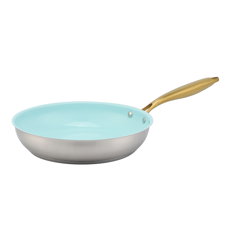 Heißer Verkauf Großhandel Impact Bonded Bottom Edelstahlpfanne 20/24/26/28 cm 8 Zoll/10 Zoll/12 Zoll Keramik-Antihaft-Kochgeschirr-Bratpfanne