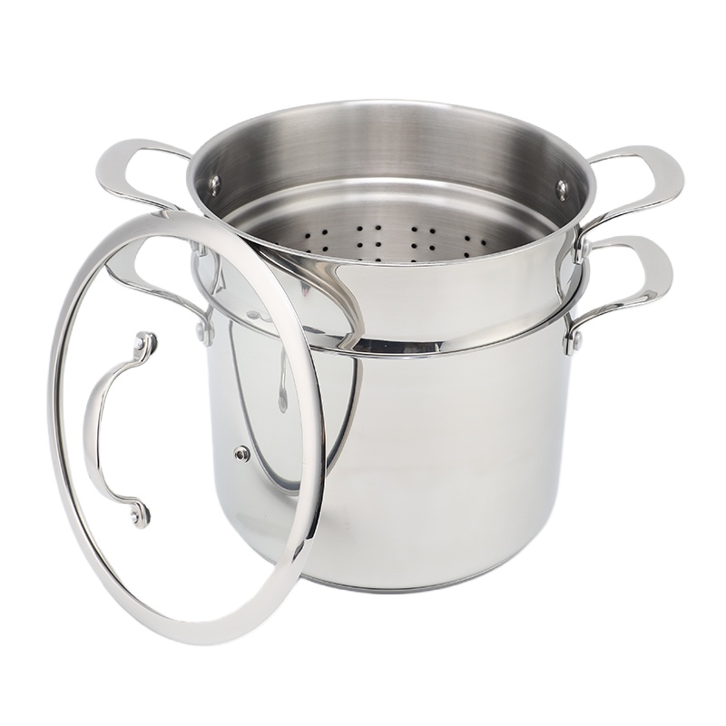 Factory Supply Kitchenware 8-Liter-Nudelkocher aus Edelstahl, 24-cm-Nudelkocher, Dampfgarer mit mehreren Töpfen