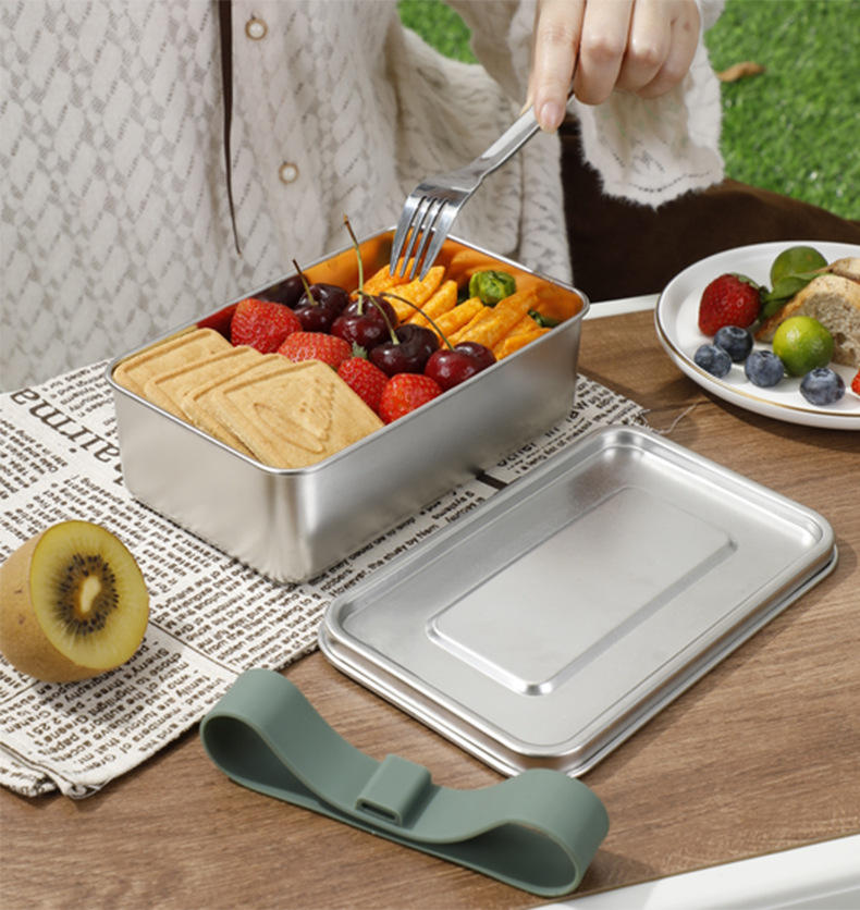 Neues Design 304 Edelstahl Frischhalte-Lunchbox Edelstahldeckel Auslaufsichere Heizung Lebensmittelqualität Mikrowellenversiegelte Box