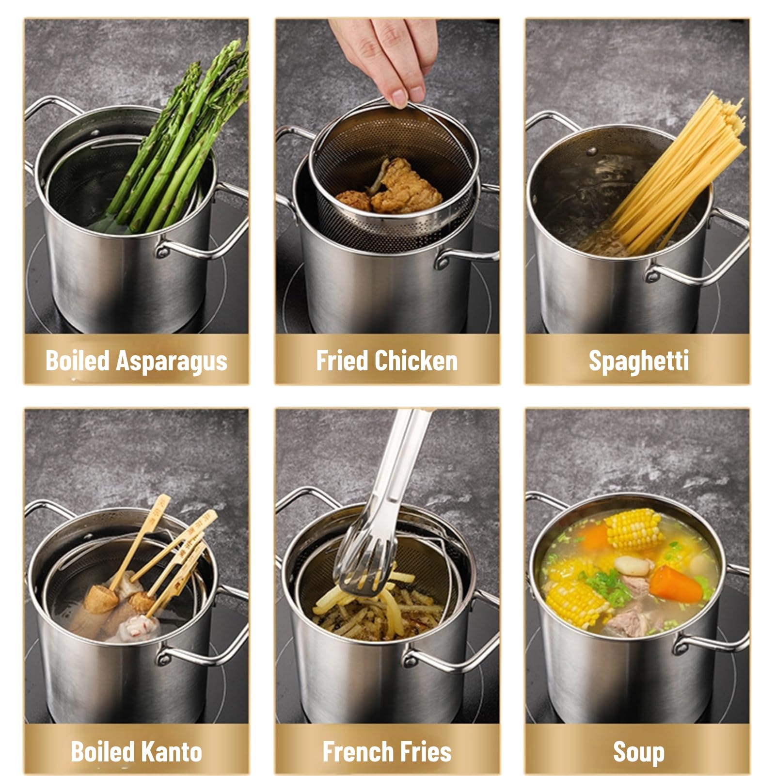Spargel-Dämpftopf mit Netzkorb, 3 Quart Gemüsekocher aus Edelstahl mit Deckel aus gehärtetem Glas