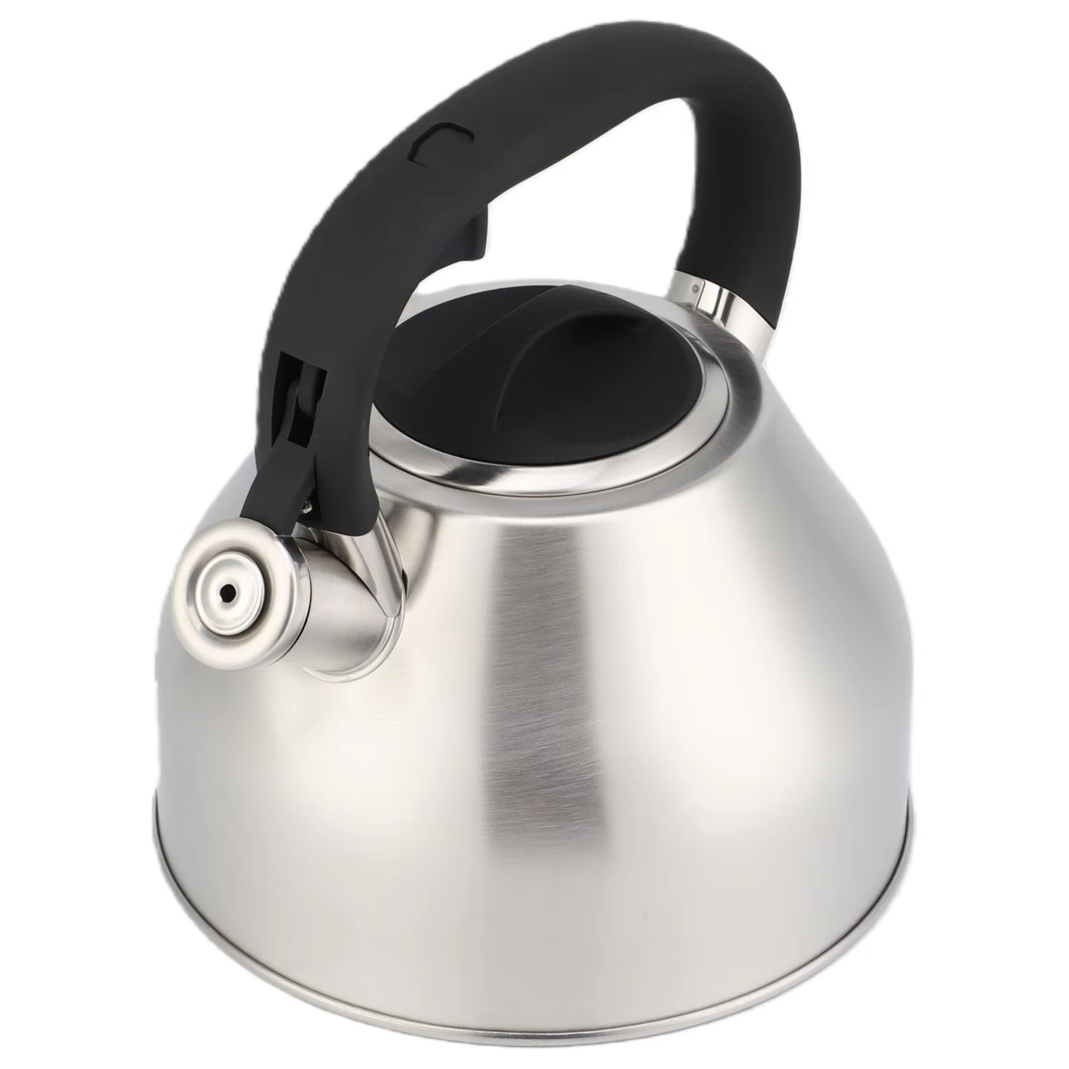 Moderner 3-Liter-Pfeifkessel aus Edelstahl mit Kunststoffgriff, Metallkonstruktion für die Küche, Induktionsherd, Metallkonstruktion