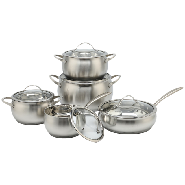 Großhandel kundenspezifische 10-teilige Kochgeschirr-Sets Apfelform Edelstahl-Kochtopf-Auflauf-Set Suppentöpfe und Bratpfannen-Set