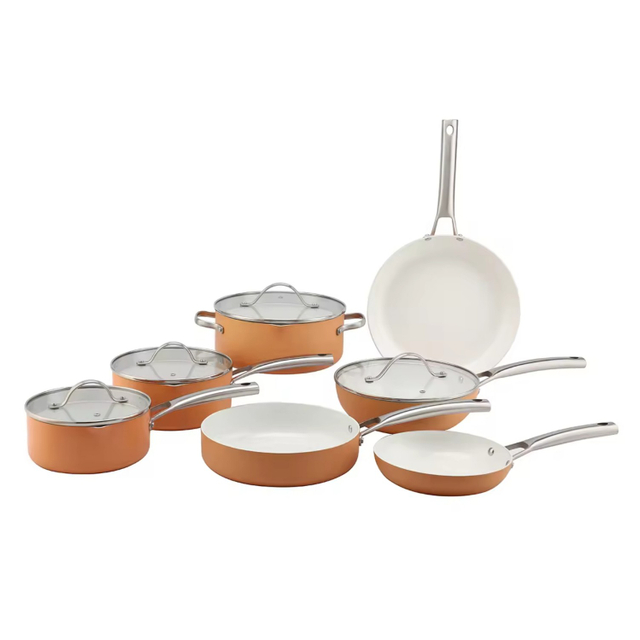11-teiliges, anpassbares Keramik-Antihaft-Pfannen- und Töpfe-Set, Induktions-Kochgeschirr-Set aus Aluminiumguss, Keramik-Kochgeschirr-Set, Töpfe und Pfannen-Set