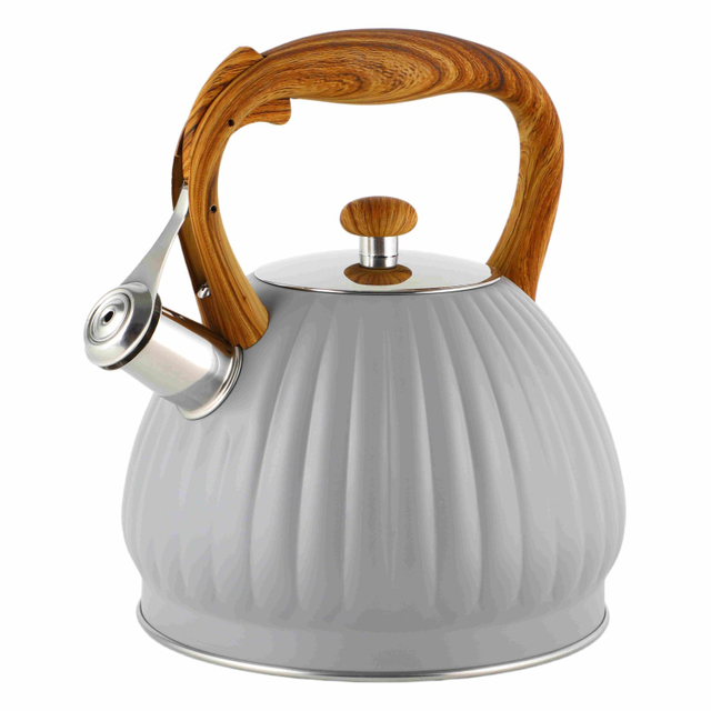 3,0 l Herdplatte aus Edelstahl, neu, lebensmittelecht, poliert, kundenspezifischer Top-Seller, pfeifender Teekessel mit Holzgriff