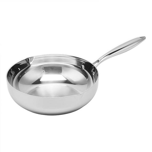 Hybrider TriPly-Edelstahl-Antihaft-Wok mit Griff, ohne Beschichtung, antihaftbeschichtetes Kochgeschirr, unterstützt ODM/OEM, ungiftig, ohne PFAS. PFAS