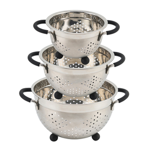 Obst-Gemüse-Küchensieb-Siebe-Set, Edelstahl-Abflusswaschaufbewahrung, Abflusskorb mit Silikongriff und Füßen