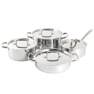 Bestseller German Kitchen Ware 8-teiliges Triply Edelstahl-Kochgeschirr-Set, Kochtöpfe und Pfannen-Sets aus Edelstahl